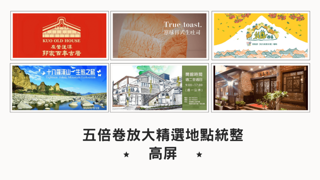五倍卷放大精選地點統整!桃竹苗、中南部鄉親吃喝玩樂通通報給你知~ 高屏