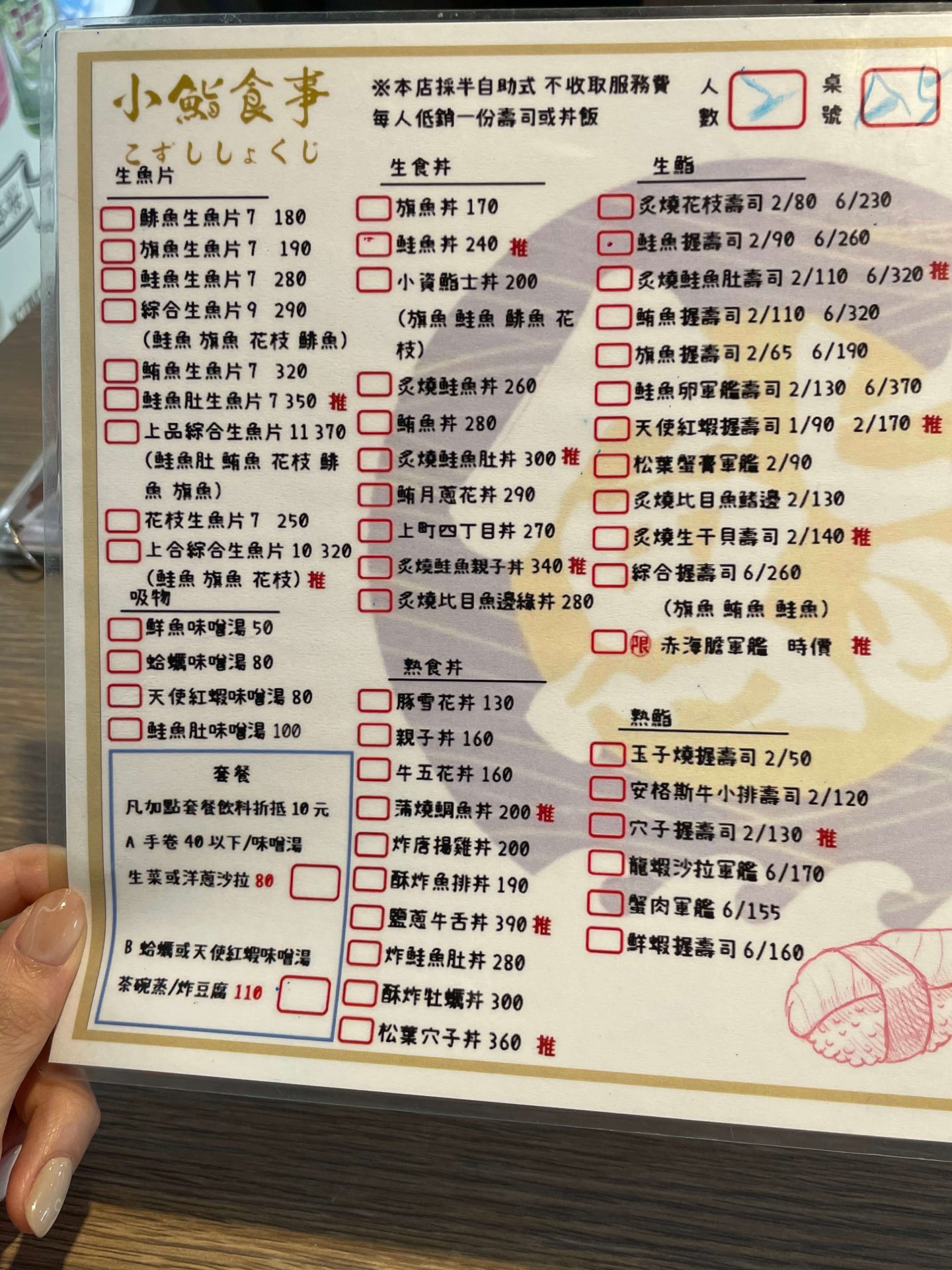 小鮨食事菜單