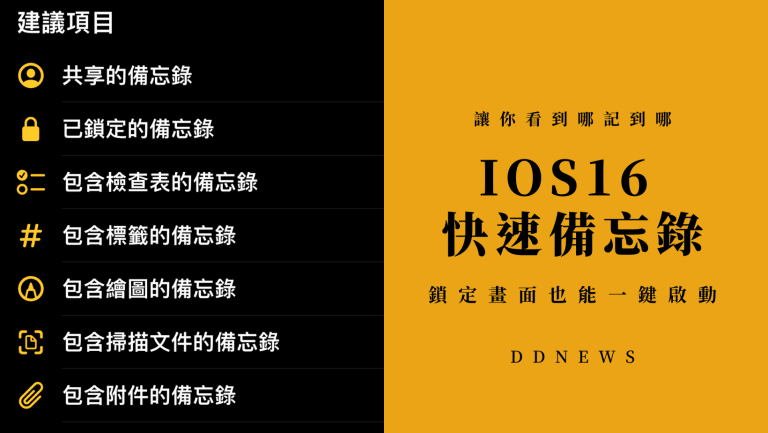 【iOS 16 】新增快速備忘錄｜讓你看到哪記到哪｜鎖定畫面也能一鍵啟動