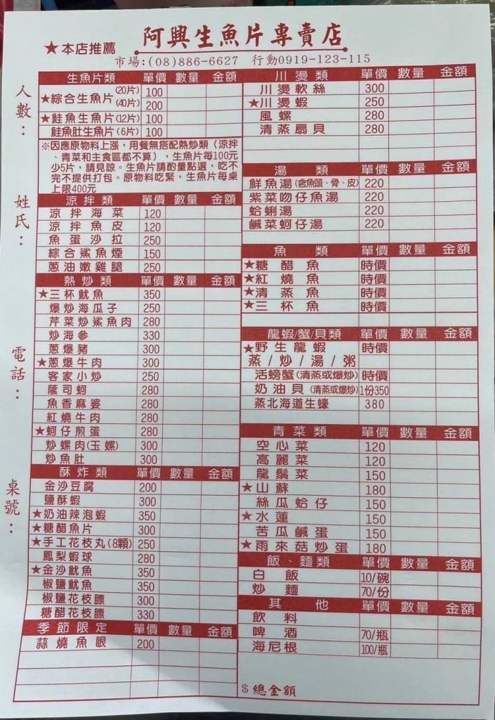 菜單