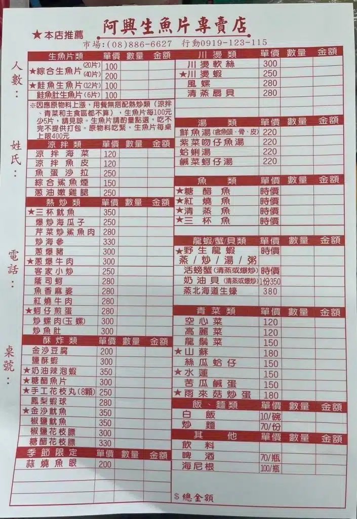 菜單