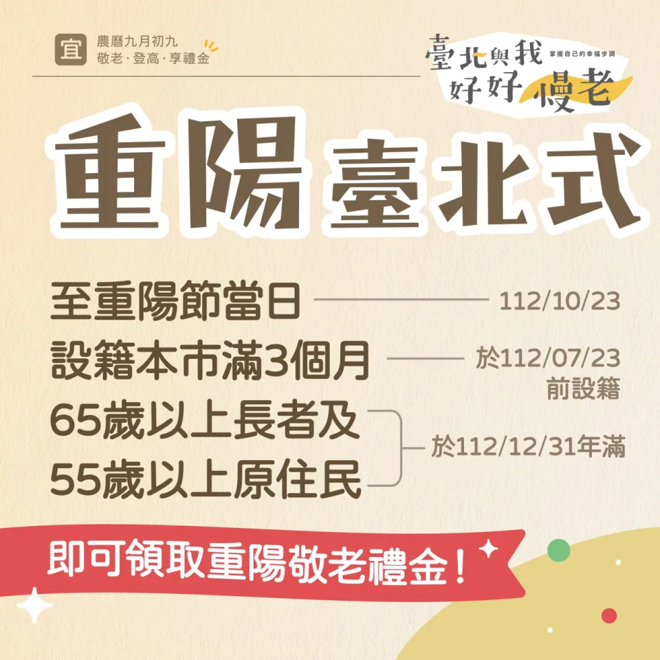 【2026重陽敬老金懶人包】重陽敬老金是什麼?各縣市領取/發放時間、資格、金額、線上申請方式大解密 重陽敬老金