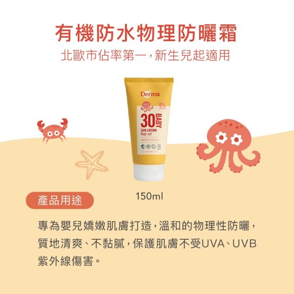 Derma 丹麥 寶寶有機防水物理防曬霜