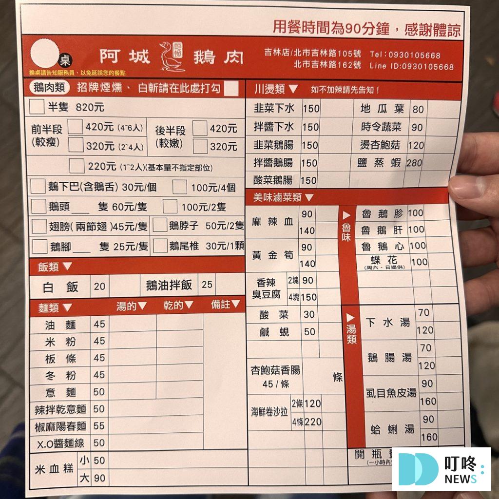 阿城鵝肉_菜單