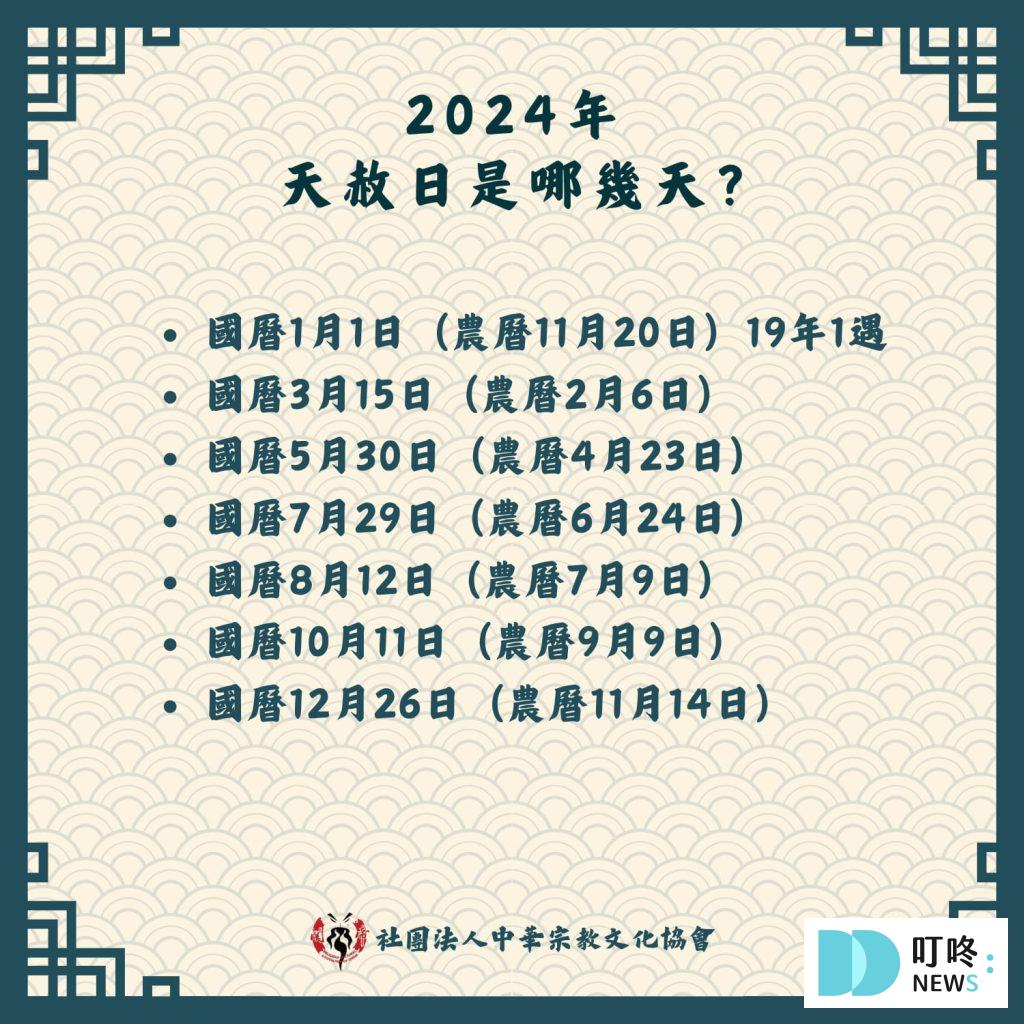 2024天赦日日期是哪幾天？