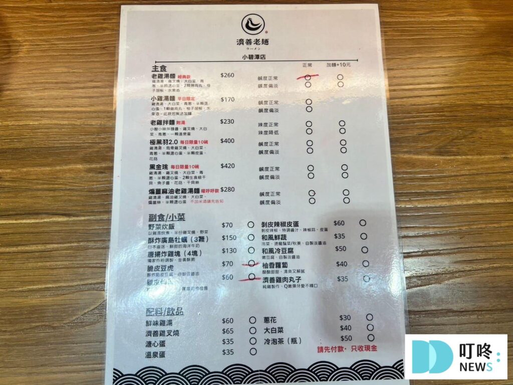 濟善老麵小碧潭店｜菜單價格-2