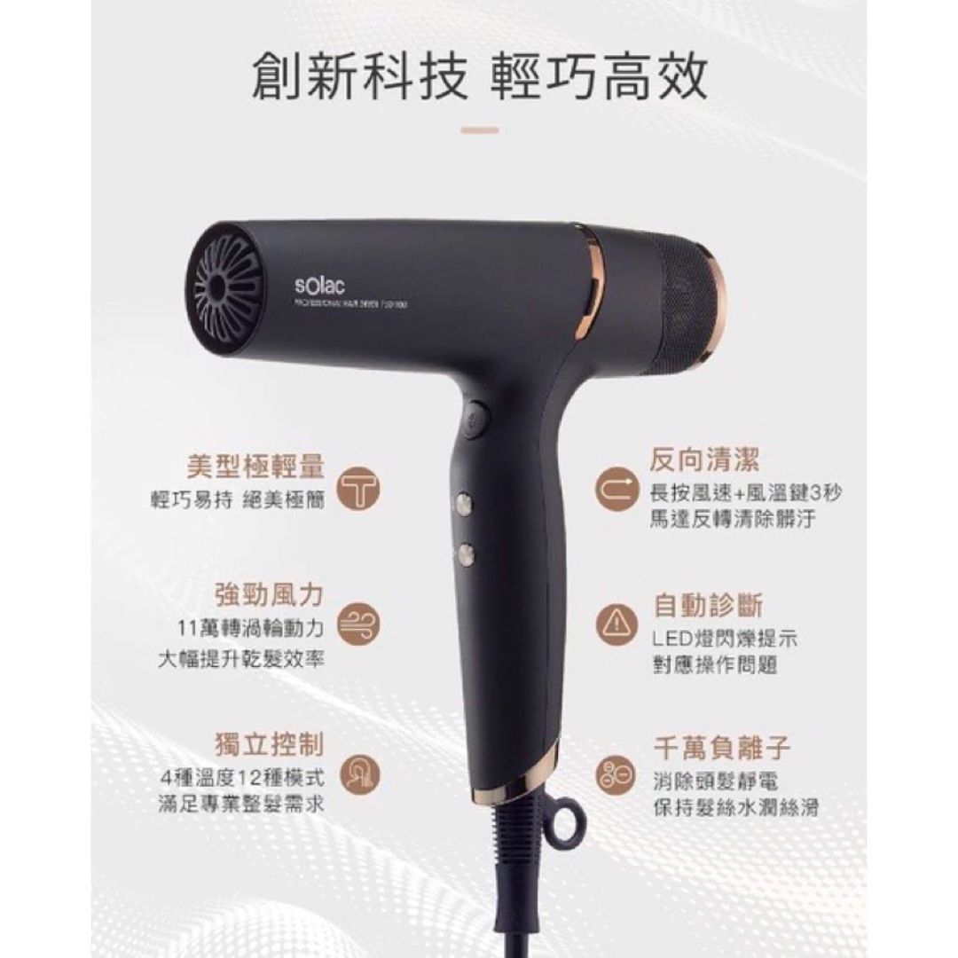 Rough99：Solac 2.0 沙龍級負離子吹風機 SD-1100