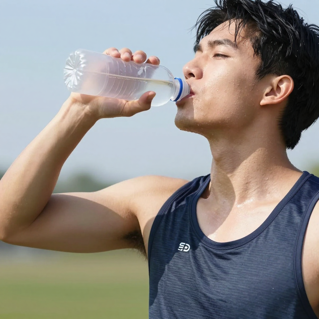 戶外運動大量流汗後補充運動飲料情境示意圖