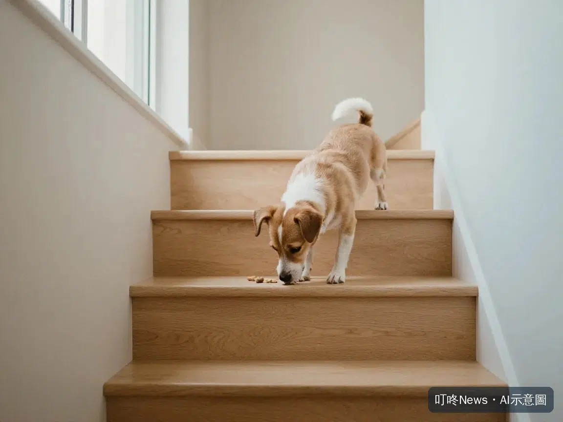 用零食引導小型犬練習走上寵物階梯